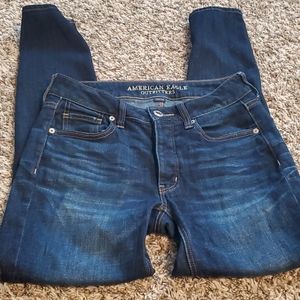 AE dark washed skinny jeans